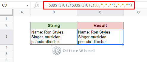 removing multiple special characters in google sheets using the substitute function