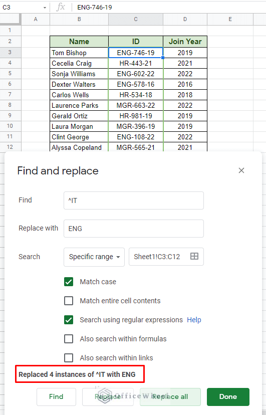 Find and Replace with Wildcard in Google Sheets OfficeWheel