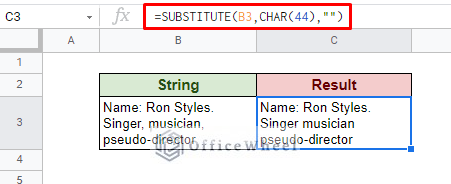 using substitute function with character code