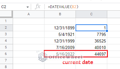 find the value of dates in Google Sheets - count days from date to today