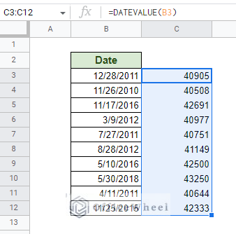 finding the value of a date using datevalue function