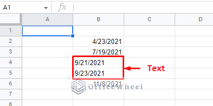 string dates and numerical cates in google sheets