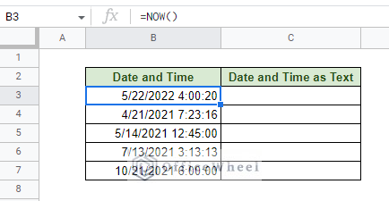 column with both date and time