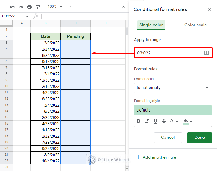 changing the format range