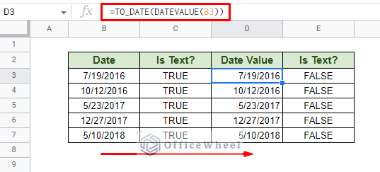 how to convert text to date in google sheets using to_date and datevalue functions