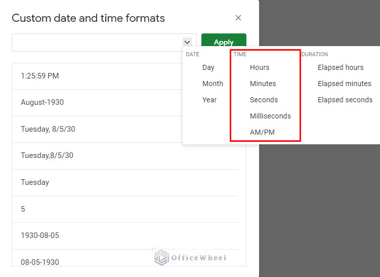 the time formats that are available