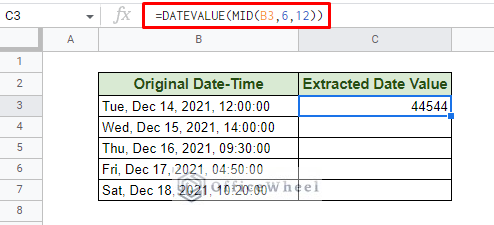 extracting date value from a string using datevalue function in google sheets