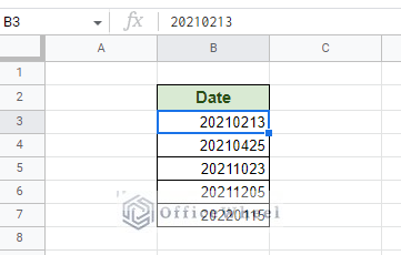 the 8-digit date format extracted from a pdf