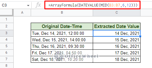 applying the arrayformula to our datevalue formula