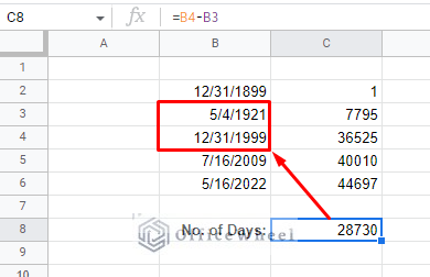 count the number of days between two dates
