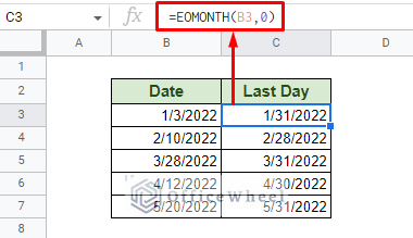 using eomonth function to find the last day of the month
