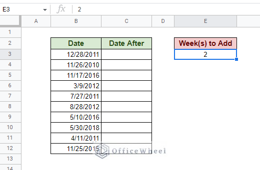 dataset to ad or subtract 7 days from date in google sheets