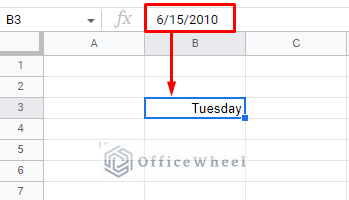 find weekday name from date in google sheets using custom format