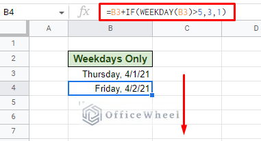 generating weekdays only in google sheets using weekday function