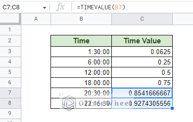 selecting the timevalue values to convert