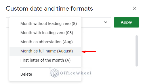 setting month as full name 