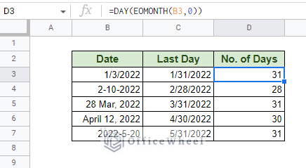find the number of days in a month from mixed date formats