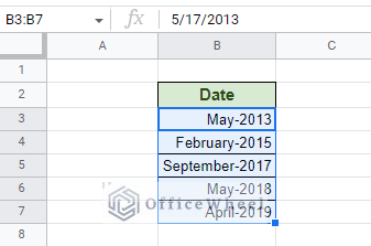 convert date to month and year using custom formatting in google sheets