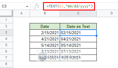 using the text function to convert date to string in google sheets