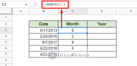 converting date to month only using the month function