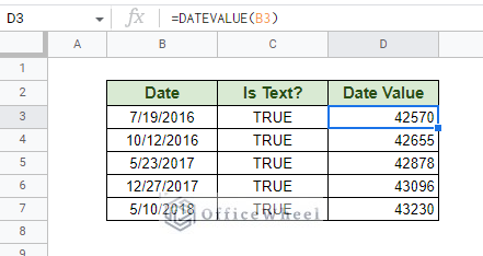 extracting the value of the date from the text string using the datevalue function