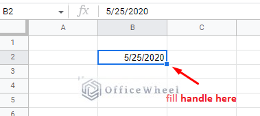fill handle to autofill date in google sheet