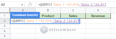 adding the range of data from multiple worksheets to the query function