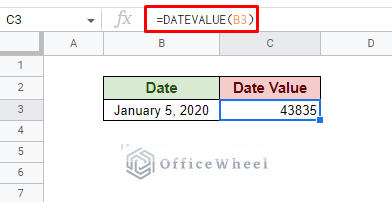 using datevalue function to find the value of a date