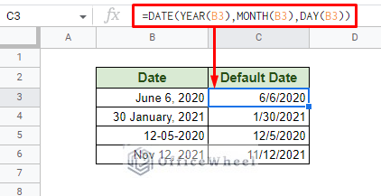 extracting year, month and day values with their respective function to be used in the date function