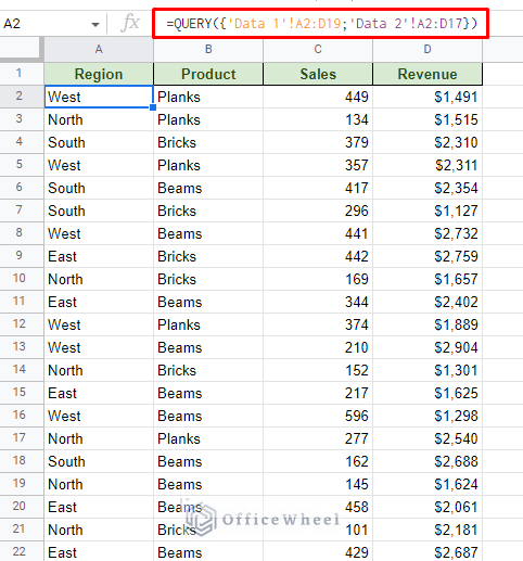using query to combine data from multiple sheets in google sheets to use in pivot table