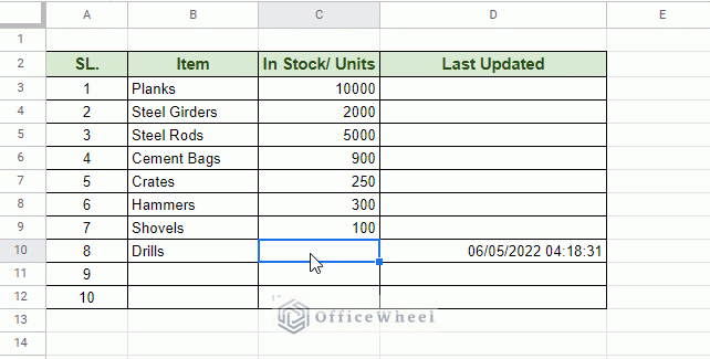 autofill date when a cell is updated in google sheets using apps script