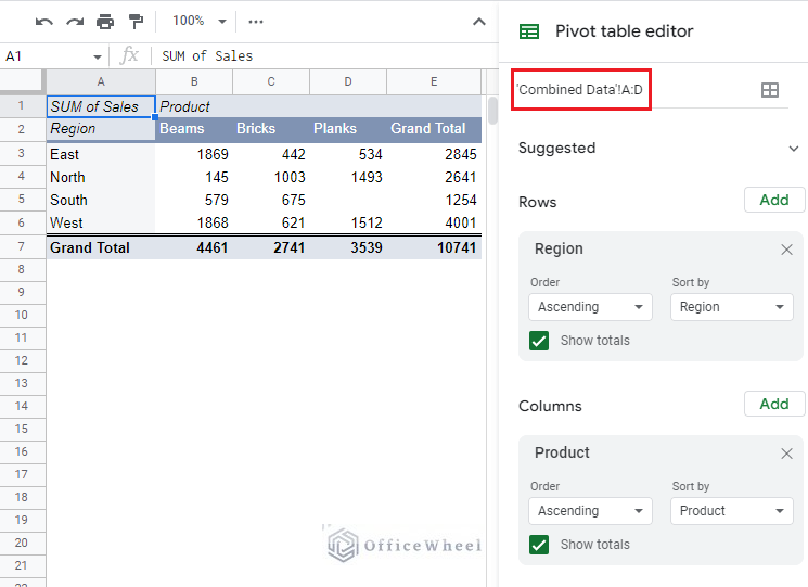 pivot table from multiple sheets in google sheets