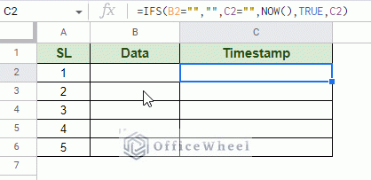insert timestamp in google sheets using functions