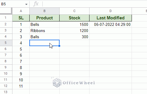 automatic timestamp using column name in google sheets animated