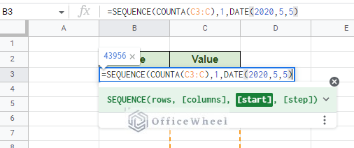 setting the start date argument with the date function