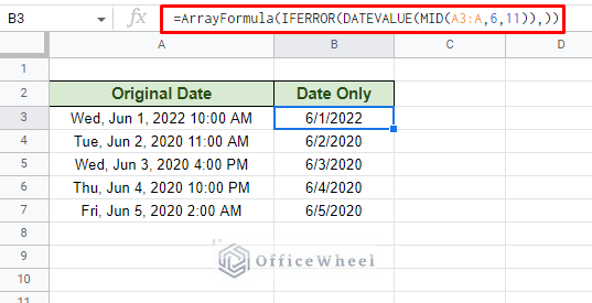 updated formula to format date in google sheets