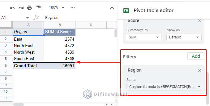 filter with multiple conditions using custom formula in a pivot table