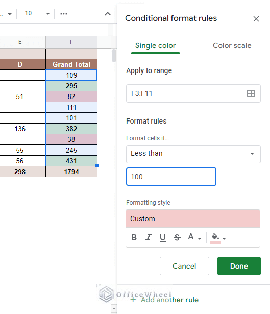 second conditional formatting