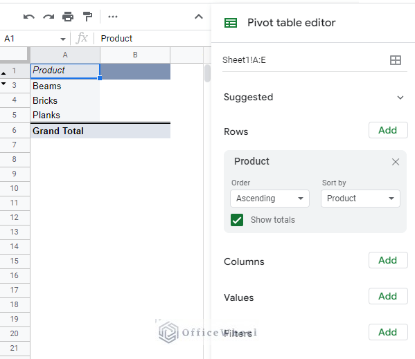 creating a simple pivot table