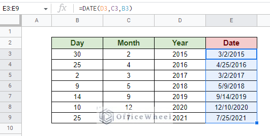 using fill handle to automatically apply dates in a column