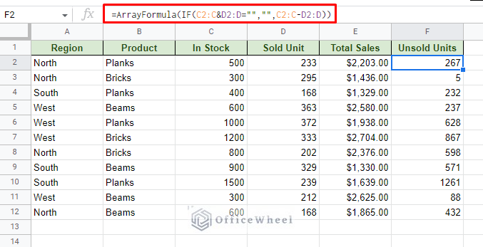 custom formula to find the difference between two columns