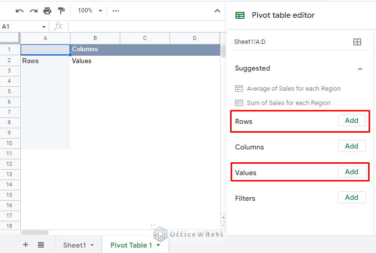 created pivot table