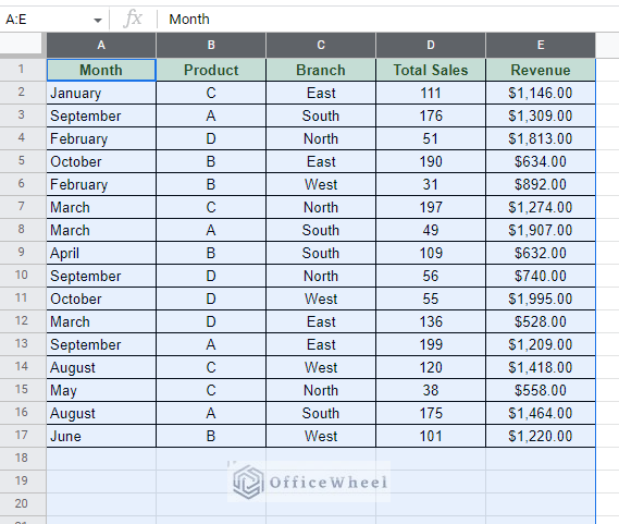 selecting entire columns