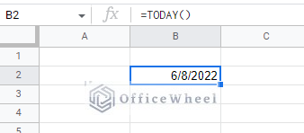 the today function gives us automatic current date in google sheets 