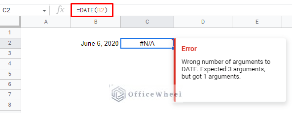 the #N/A error from the date function