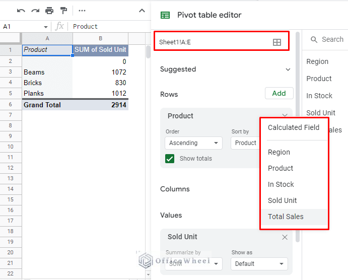 custom formula column is not included in the pivot table range