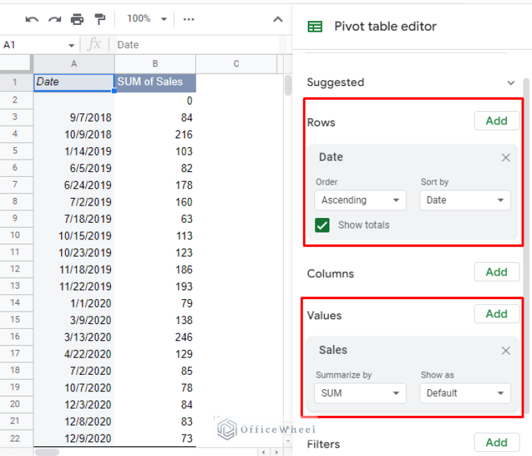 Group Dates in a Google Sheets Pivot Table (An Easy Guide) OfficeWheel
