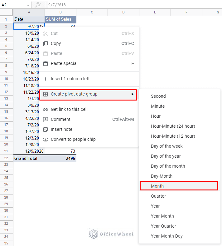 right click bring out the group by months menu in the pivot table