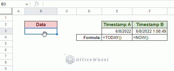 generate automatic date and time in google sheets with functions