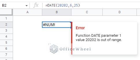 the #NUM error from the date function